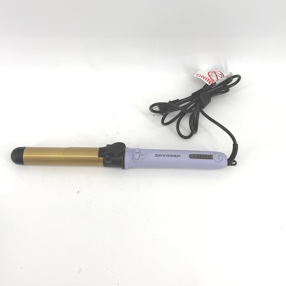 Zavarea Rotating Curling Iron Women 1.25" Lavender Gold UV217 Adjustable Heat
